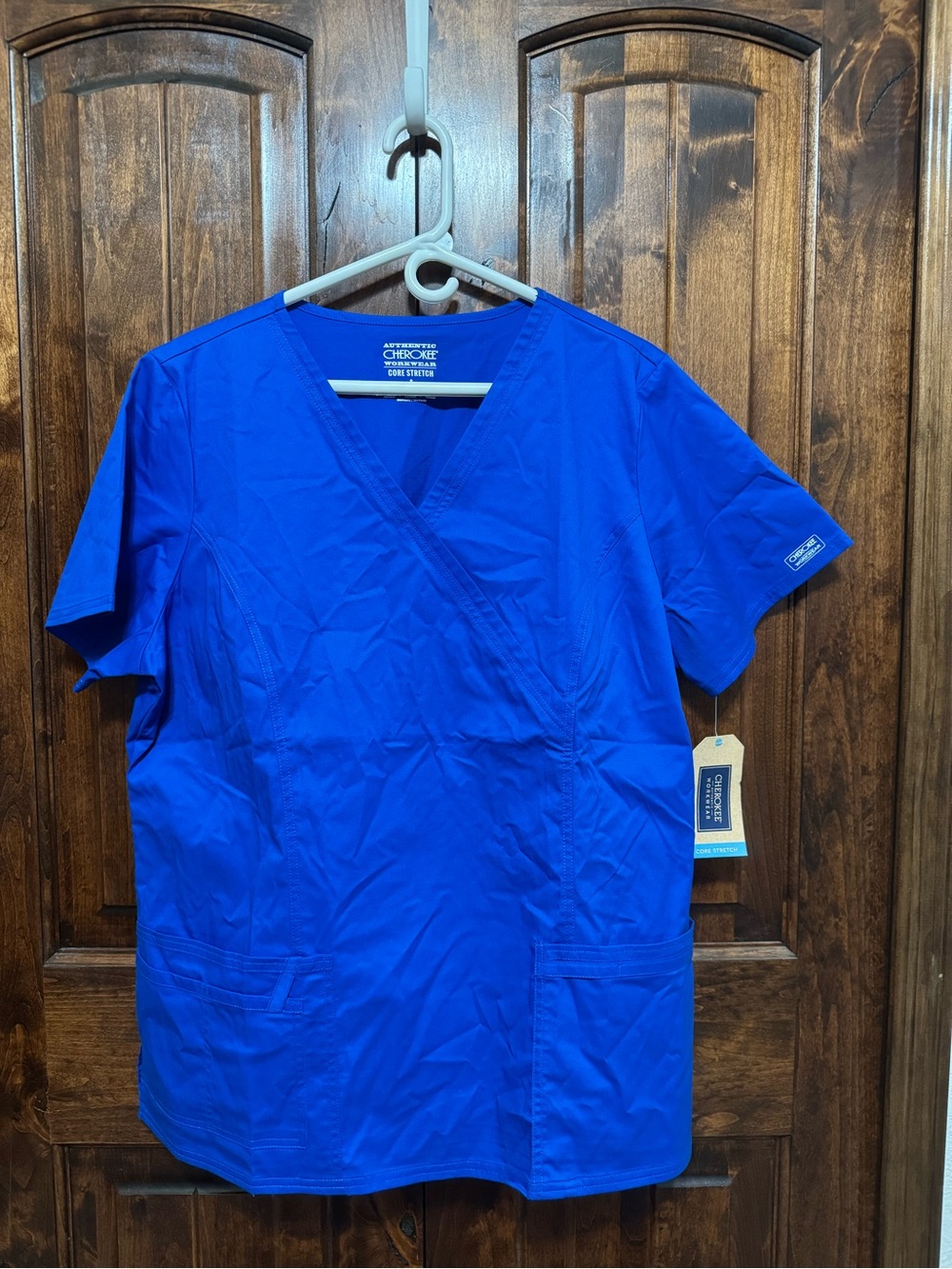 Cherokee Unisex Workwear Core Stretch Scrub Top in Royal Blue